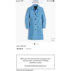 NWOT SOLD OUT J. Crew Wool Double Cloth Coat sz. 0